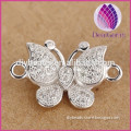 Jewelry finding micro pave crystal 925 sterling silver butterfly connector buckle